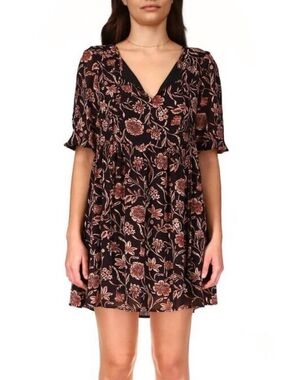 Santuary Bloom Mini Dress in Brown Dusk Floral Size S